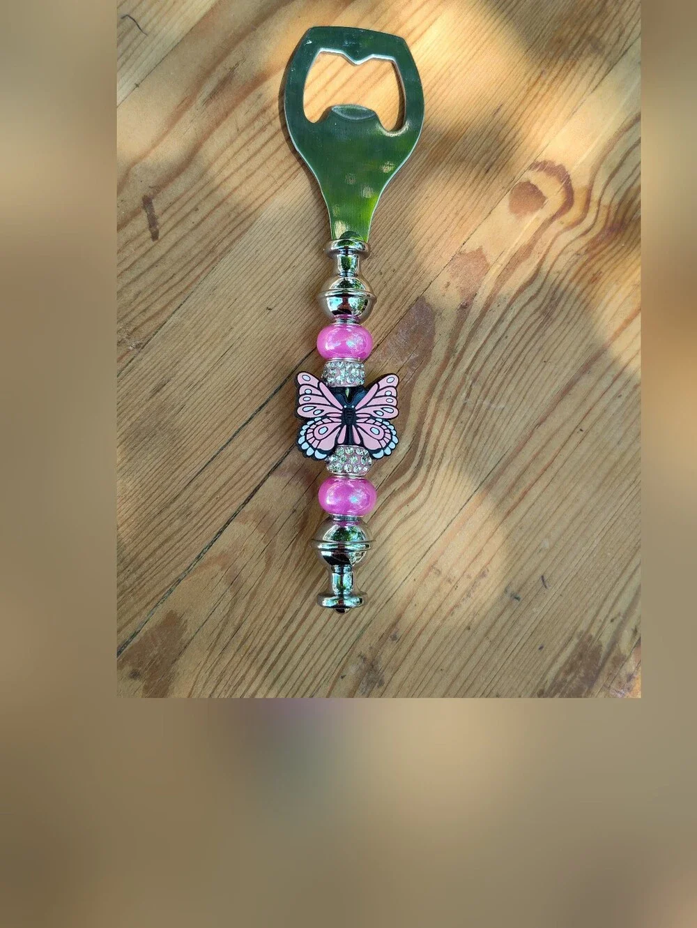 Beaded Butterfly Bottle Opener - Pink Accent